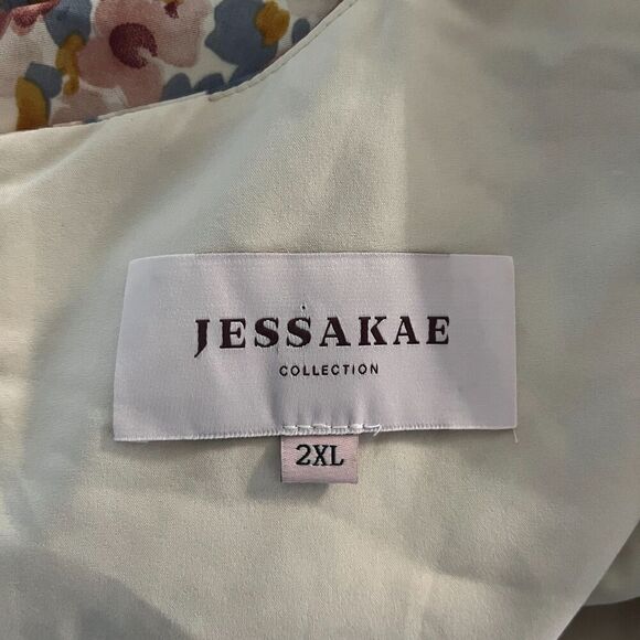 JessaKae Women's Size 2XL Eiffel Tower Pink Floral Tiered Midi Dress Cottagecore - Picture 12 of 12